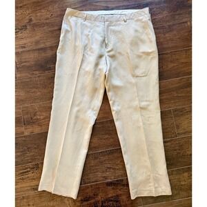 Polo Ralph Lauren Dress Pants Men's 38x32 Khaki Linen Silk Straight Leg Flat